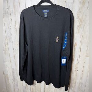 Polo by Ralph Lauren Black Long-Sleeve Thermal with Bear Patch